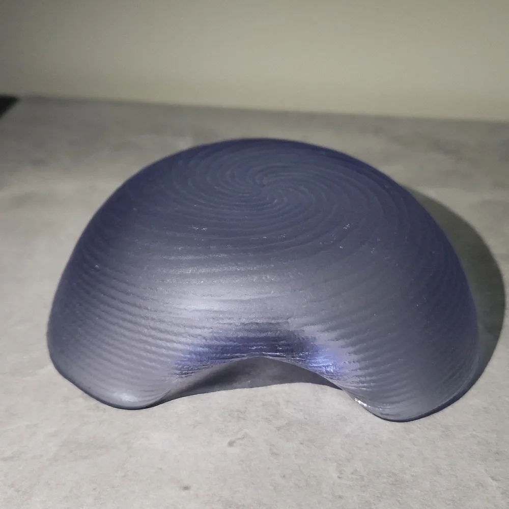 Vintage Laslo For Mikasa Japan Bluish Glass Dish Swirl Ridged Frosted Exterior